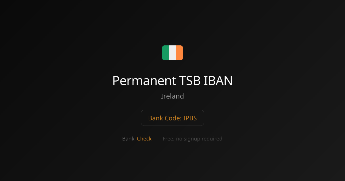 Permanent TSB IBAN — Ireland | BankCheck
