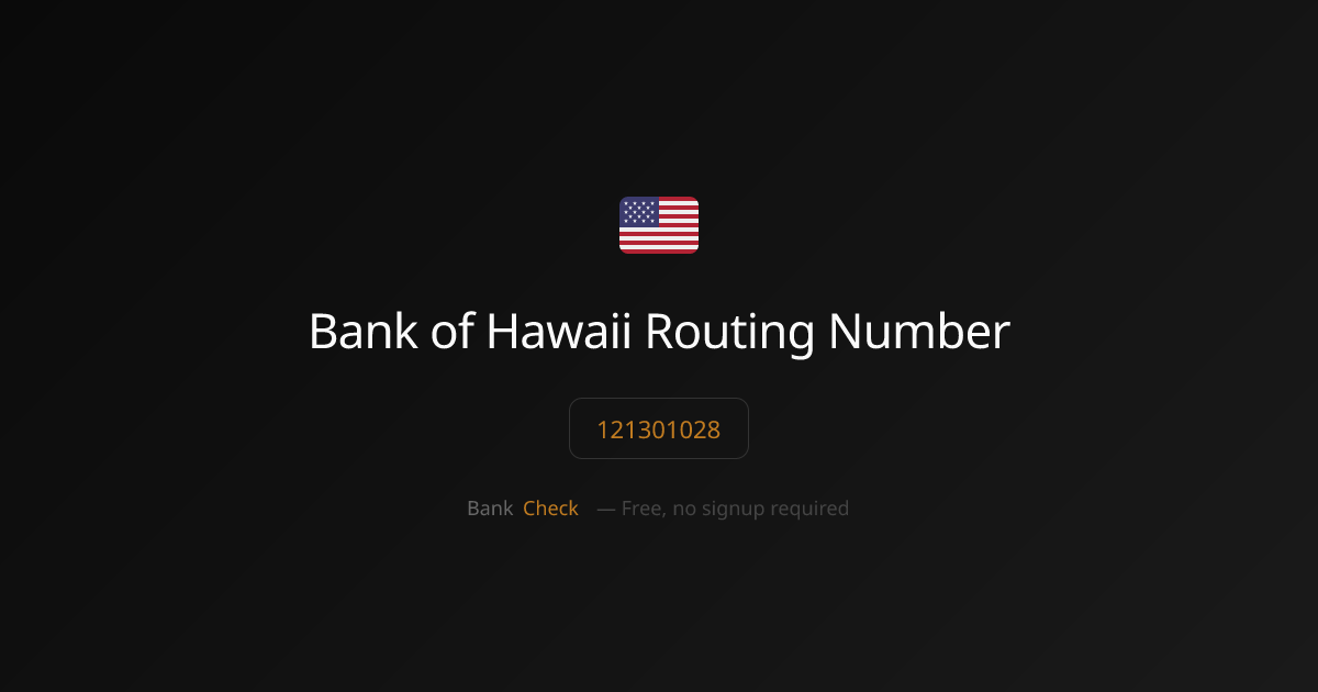 Bank of Hawaii Routing Number | BankCheck